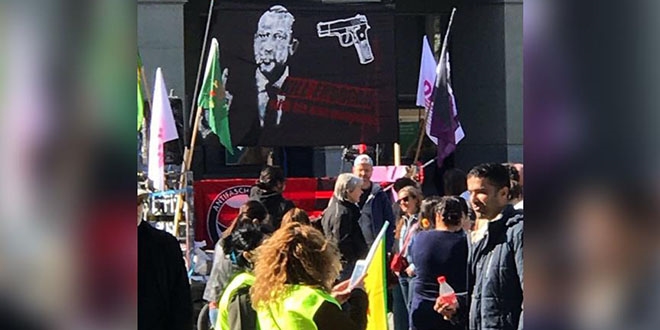 İsviçre'de, Erdoğan'ı öldürün, pankartlı miting