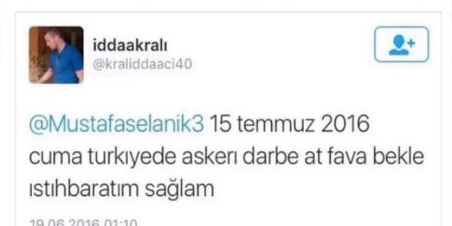 Teğmenden darbe tweet'i: At fav'a bekle