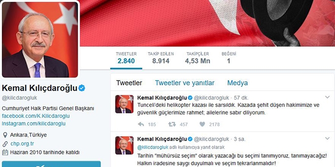 Kılıçdaroğlu'ndan şehitler için taziye mesajı