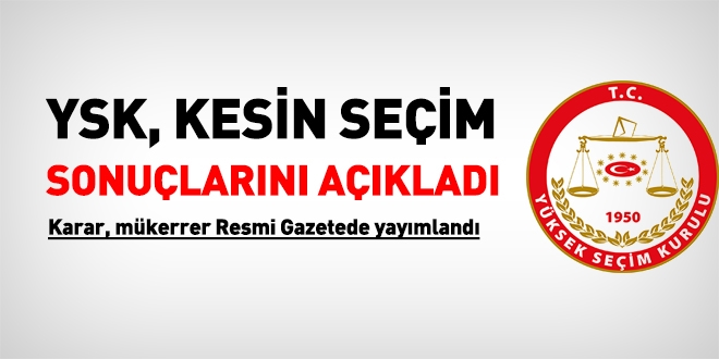 YSK Başkanı kesin sonuçları açıkladı