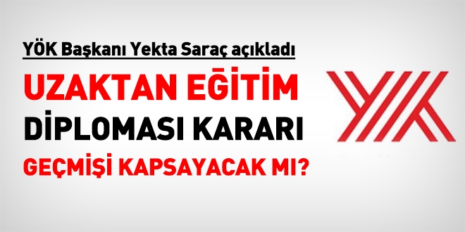 YÖK'ten, uzaktan eğitim diplomaları için açıklama