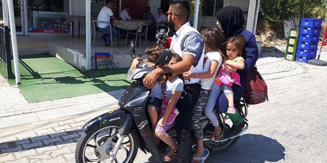 Motosiklete 6 kişi bindiren sürücüye ceza