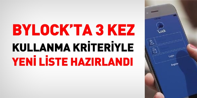 Bylock'ta 3 kez kullanma kriteri ile yeni liste hazırlandı