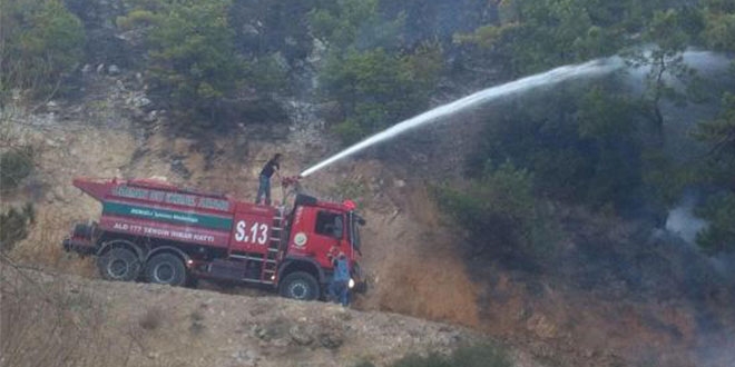 Konya'daki ormanlk alanda kan yangn sndrme almalar sryor