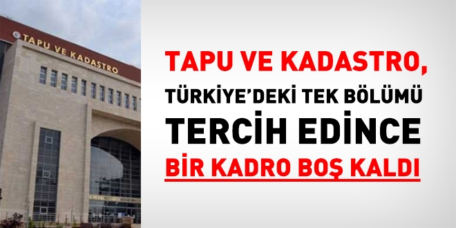Tapu ve Kadastroya personel alımında boş kalan tek kadro