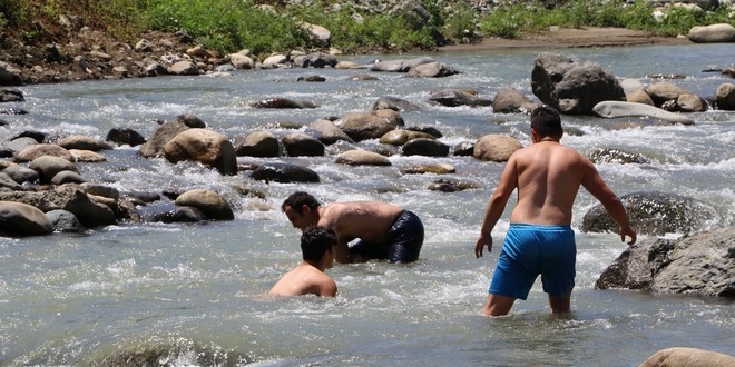 S�caktan bunalanlar havuzlara ve akarsulara ak�n etti