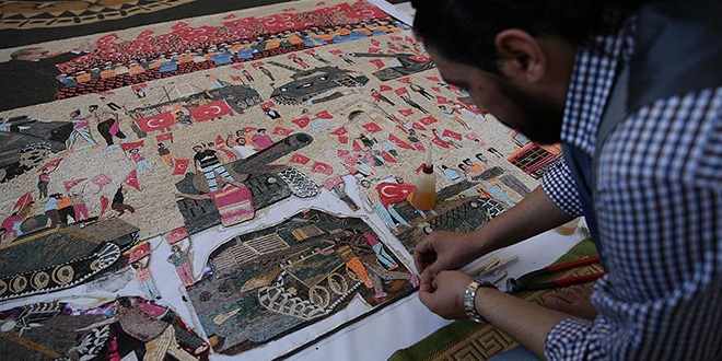 Suriyeli sanat tarihçisi 15 Temmuz'u mozaiğe işledi
