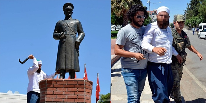 Atatürk heykeline saldıran kişi gözaltına alındı