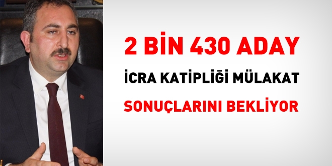 2 bin 430 aday, 2,5 aydr icra katiplii mlakat sonularn bekliyor