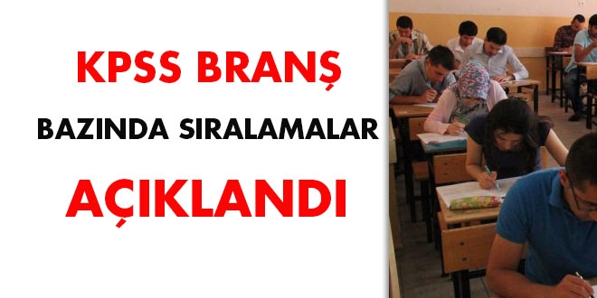 KPSS branş bazında sıralamalar açıklandı
