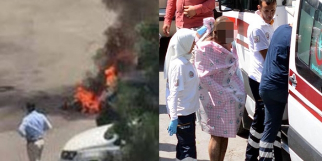 Üzerine benzin döken kişi kendini yaktı