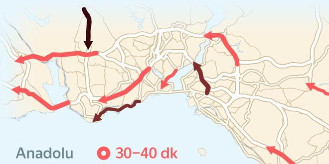 Yandex'ten İstanbul'un bayram trafiği haritası