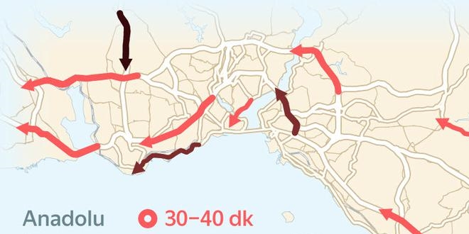 Yandex'ten stanbul'un bayram trafii haritas