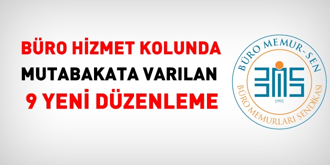 Toplu sözleşmede, büro kolunda imzalanan mutabakat