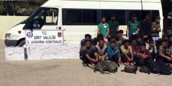 Siirt'te yol kontrolünde 33 kaçak yakalandı