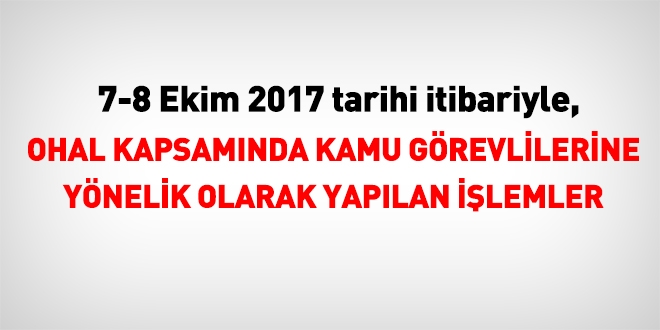 7-8 Ekim  2017 tarihi itibariyle haklarnda ilem yaplan kamu personeli