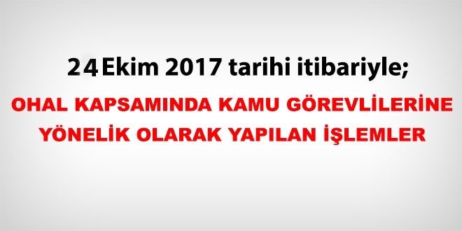 24 Ekim 2017 tarihi itibariyle haklarında işlem yapılan kamu personeli