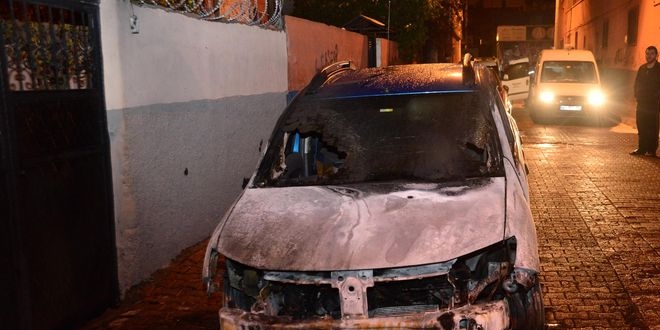 Aydın'da polisin otomobili kundaklandı