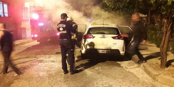 Kendini arayan polisin otomobilini kundaklandı