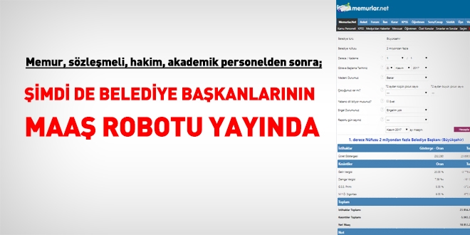 Belediye başkanlarının maaş robotu ve maaş kalemleri