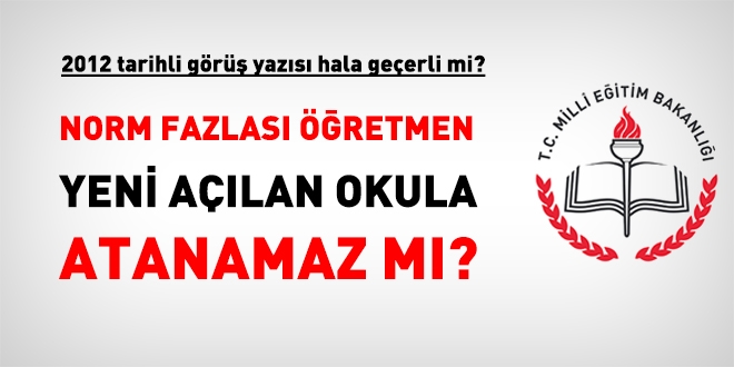 Yeni açılan okullara norm fazlası öğretmen yer değiştirebilir mi?