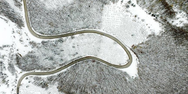 Bolu Dağı'nın kar manzarası havadan görüntülendi
