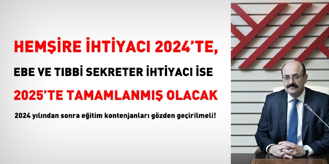 Hemire ihtiyac 2024, ebe ve tbbi sekreter ihtiyac ise 2025'te karlanm olacak