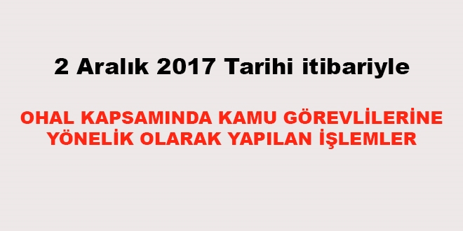 2 Aralk 2017 tarihi itibariyle haklarnda ilem yaplan kamu personeli