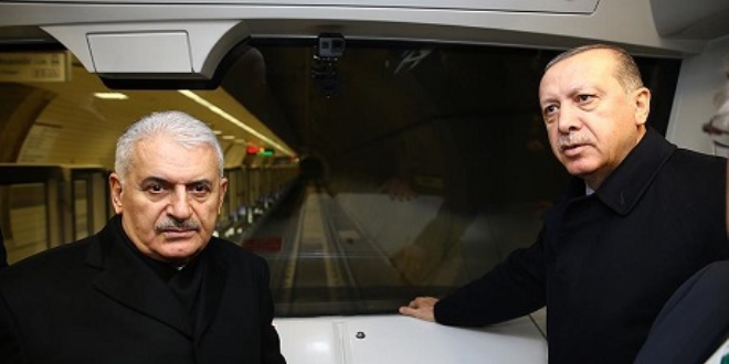 Erdoan ve Yldrm 'srcsz metro'nun ilk seferine katld