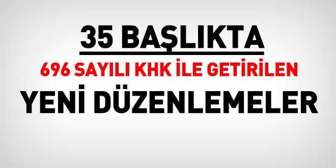 35 başlıkta, 696 sayılı KHK ile getirilen yeni düzenlemeler