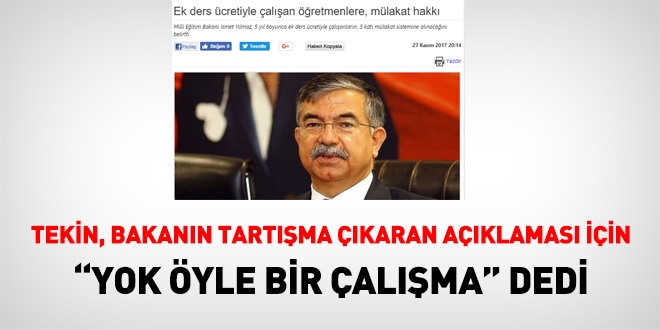 Milli Eğitim Müsteşarı, Bakan Yılmaz'ı yalanladı