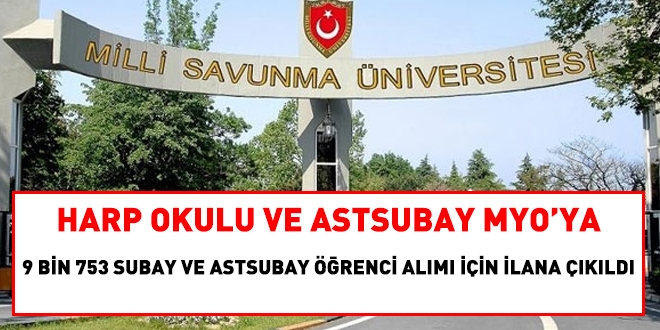 9 bin 753 subay ve astsubay öğrenci alımına dair kılavuz yayımlandı