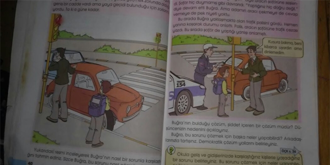 Yürürlükten kaldırılan Alo Trafik hattı MEB kitabında