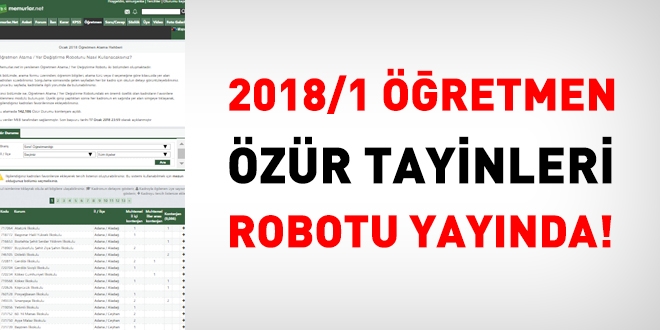 2018/1 öğretmen özür robotu yayında