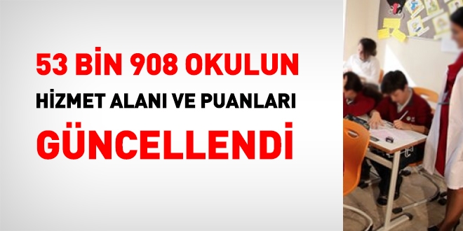 54 bin okulun hizmet alanı ve puanları güncellendi