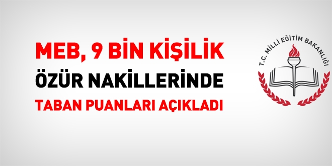 MEB, 9 bin kişilik özür nakillerinde taban puanları açıkladı