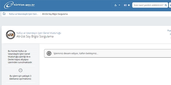 Soy ağacı sorgulama sayfası kaldırıldı