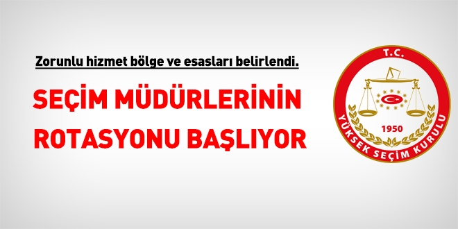 Zorunlu hizmet bölge ve esasları belirlendi. Seçim müdürlerinin rotasyonu başlıyor