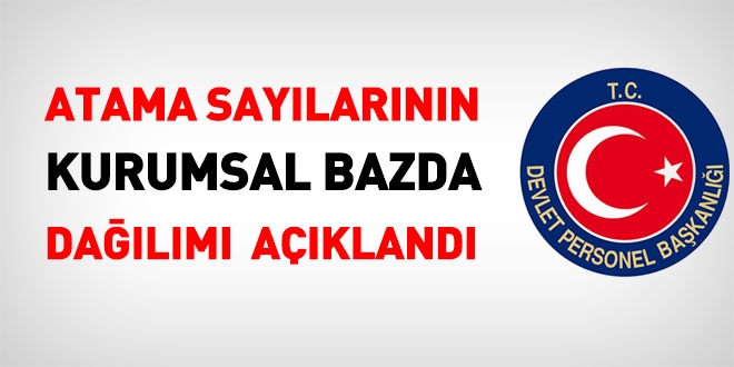 Atama sayılarının kurumsal bazda dağılımı açıklandı
