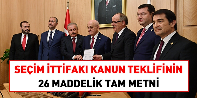 Seçim ittifakı teklifinin 26 maddelik tam metni