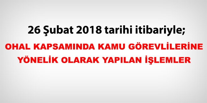 26 ubat 2018 tarihi itibariyle haklarnda ilem yaplan kamu personeli