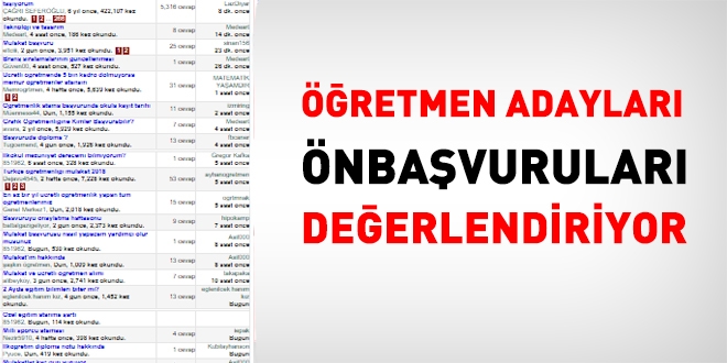 Öğretmen adayları önbaşvuruları değerlendiriyor