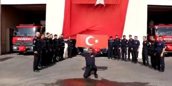 İtfaiyecilerden Mehmetçiğe destek