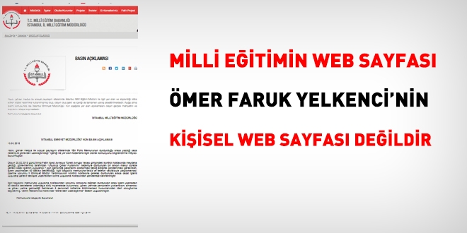 Milli eitimin web sayfas, Yelkenci'nin kiisel web sayfas deildir