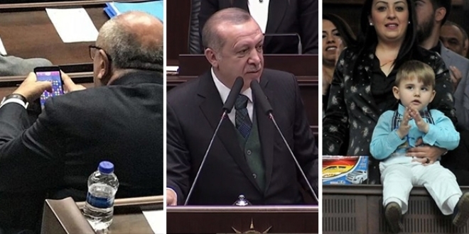 Erdoğan konuşurken Türkeş, Candy Crush oynadı