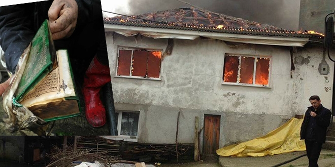 Kül olan evde Kur'an-ı Kerim yanmadı
