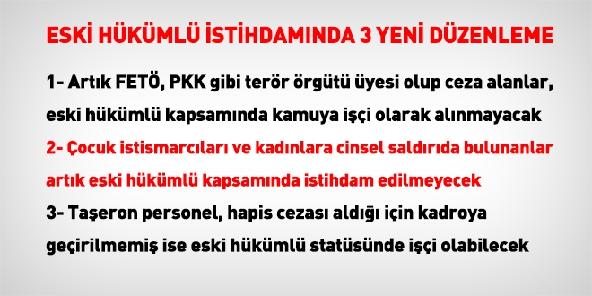 Artık FETÖ ve PKK üyeleri ile cinsel saldırı suçu işleyenler kamuda işçi olmayacak