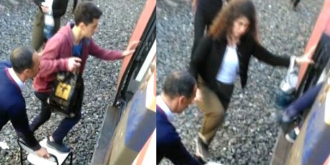 Perona yanaşamayan trene sandalyeli çözüm!