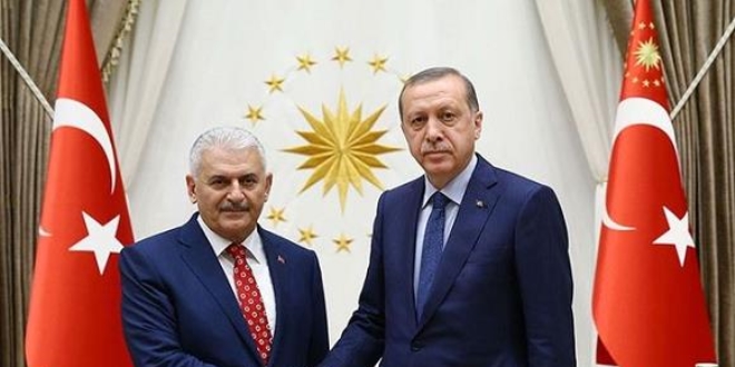 Cumhurba�kan� Erdo�an, Ba�bakan Y�ld�r�m'� kabul etti