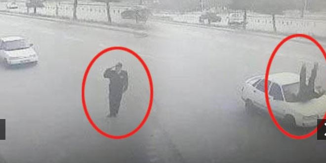 Vali'ye selam veren polise otomobil çarptı